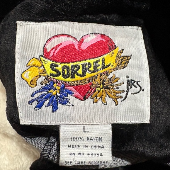 Vintage Sorrel Jrs Black Velvet Tunic Top Blouse Button Loop Front Women’s Large - Picture 9 of 11